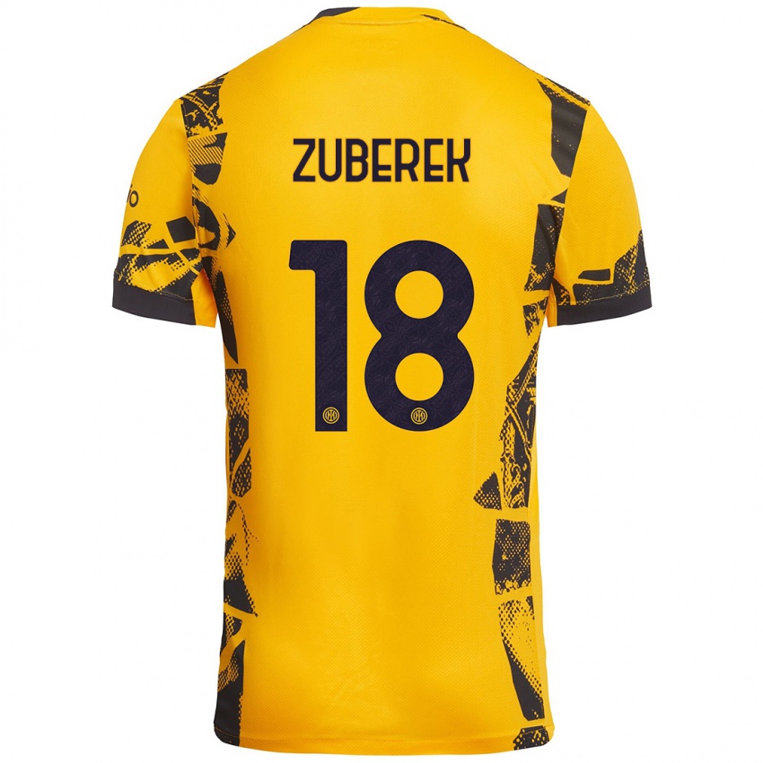 Criança Camisola Jan Zuberek #18 Ouro Preto Terceiro 2024/25 Camisa