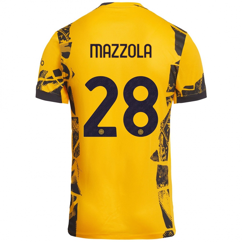 Criança Camisola Giuseppe Mazzola #28 Ouro Preto Terceiro 2024/25 Camisa