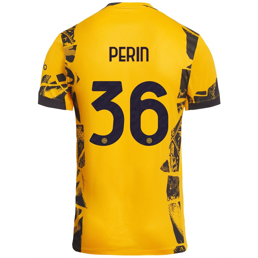 Criança Camisola Nicolo Perin #36 Ouro Preto Terceiro 2024/25 Camisa