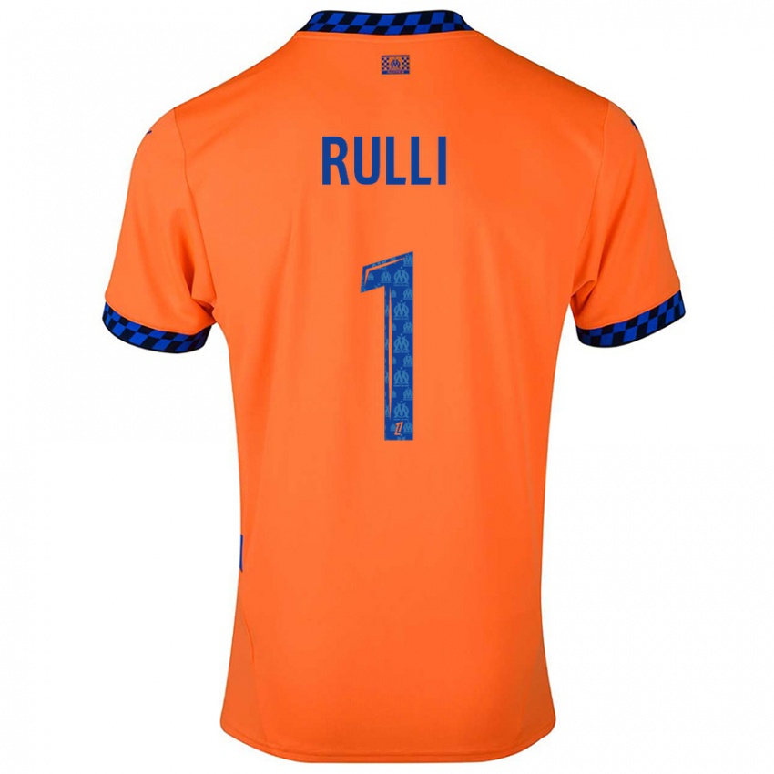 Criança Camisola Gerónimo Rulli #1 Laranja Azul Escuro Terceiro 2024/25 Camisa