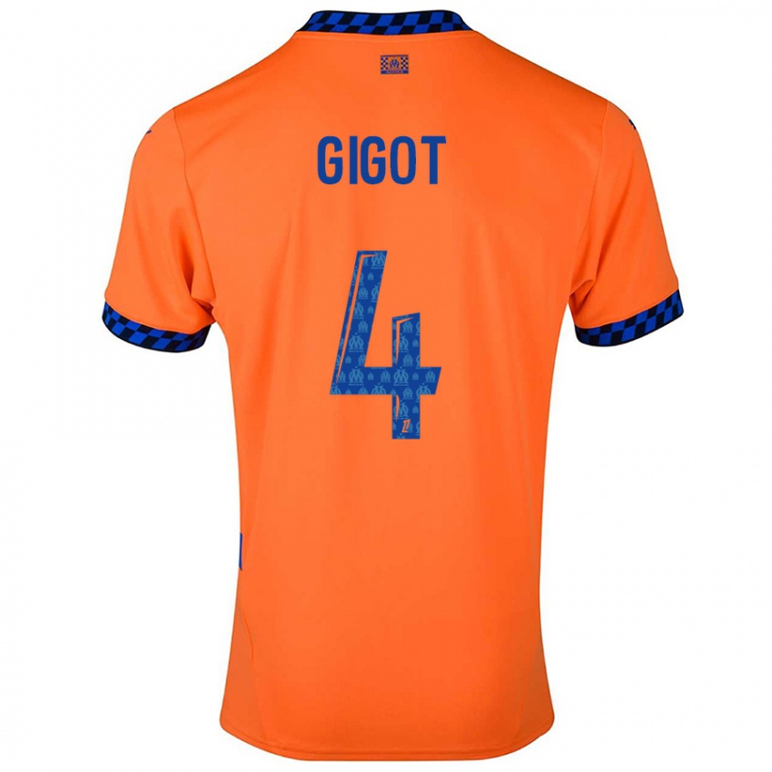 Criança Camisola Samuel Gigot #4 Laranja Azul Escuro Terceiro 2024/25 Camisa