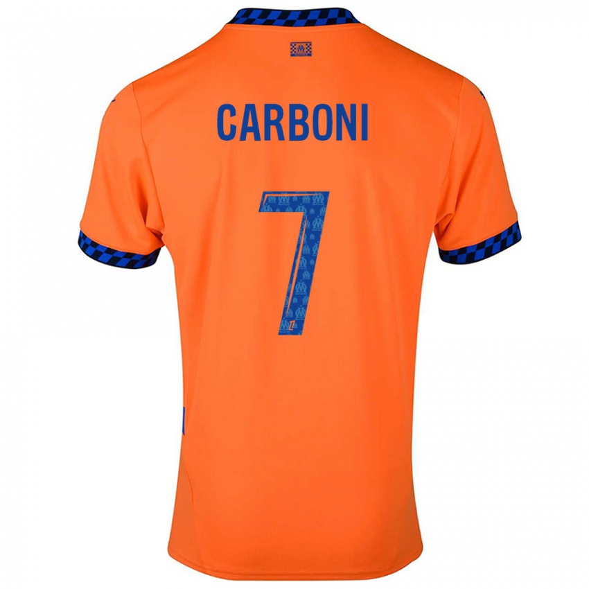 Criança Camisola Valentín Carboni #7 Laranja Azul Escuro Terceiro 2024/25 Camisa