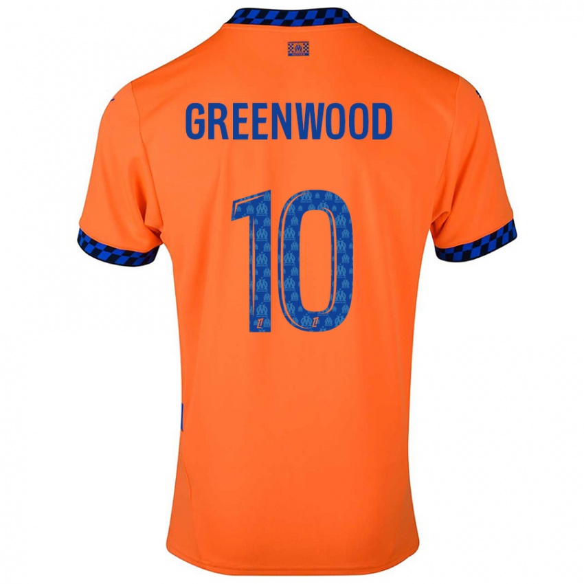 Criança Camisola Mason Greenwood #10 Laranja Azul Escuro Terceiro 2024/25 Camisa