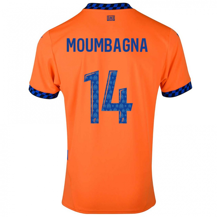 Criança Camisola Faris Moumbagna #14 Laranja Azul Escuro Terceiro 2024/25 Camisa