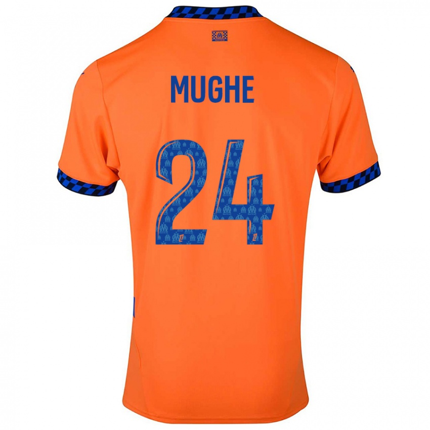 Criança Camisola François Mughe #24 Laranja Azul Escuro Terceiro 2024/25 Camisa