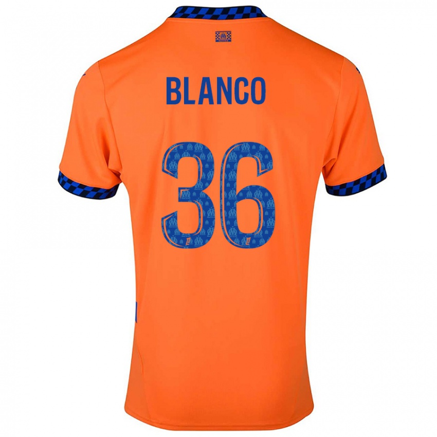 Criança Camisola Ruben Blanco #36 Laranja Azul Escuro Terceiro 2024/25 Camisa