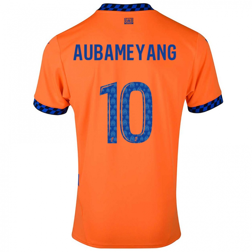 Criança Camisola Pierre-Emerick Aubameyang #10 Laranja Azul Escuro Terceiro 2024/25 Camisa