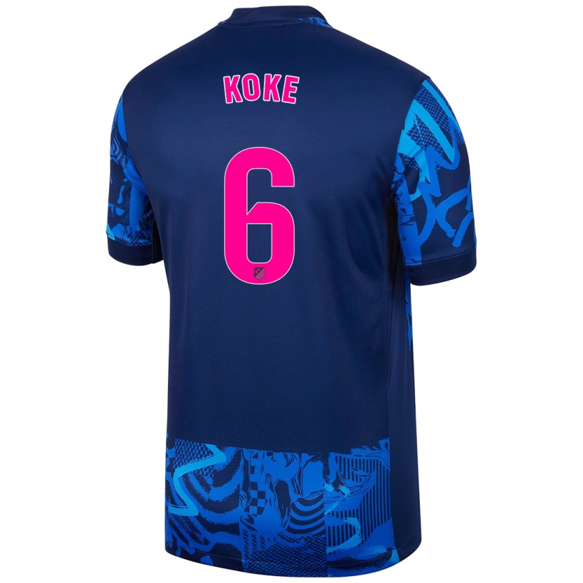 Criança Camisola Koke #6 Azul Real Terceiro 2024/25 Camisa