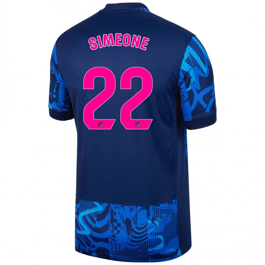 Criança Camisola Giuliano Simeone #22 Azul Real Terceiro 2024/25 Camisa