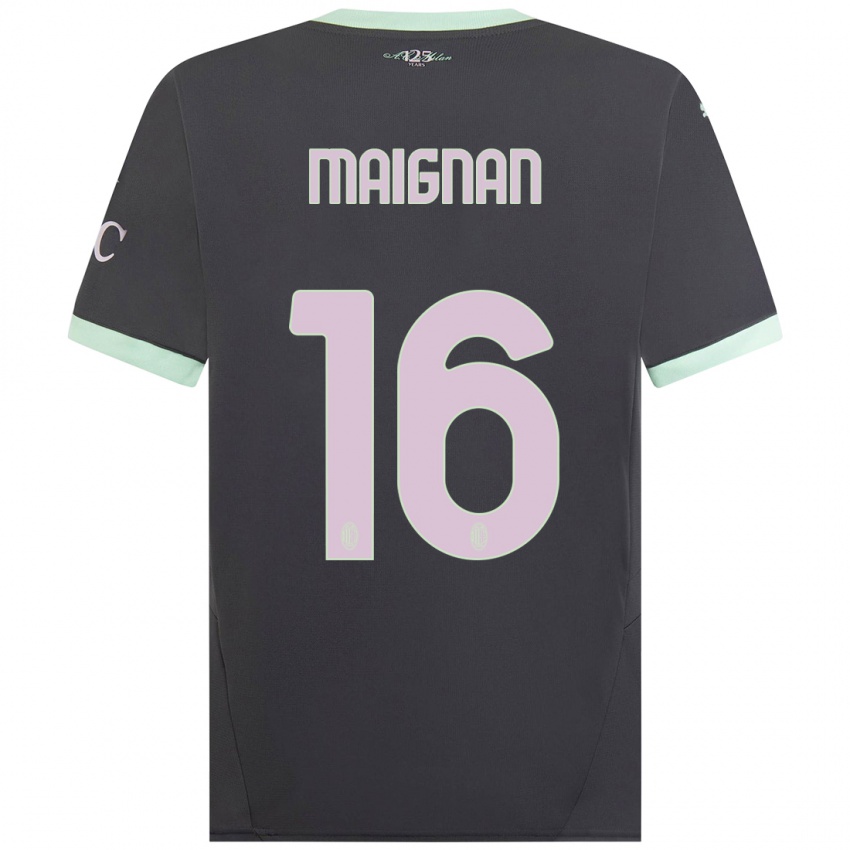 Criança Camisola Mike Maignan #16 Cinzento Terceiro 2024/25 Camisa