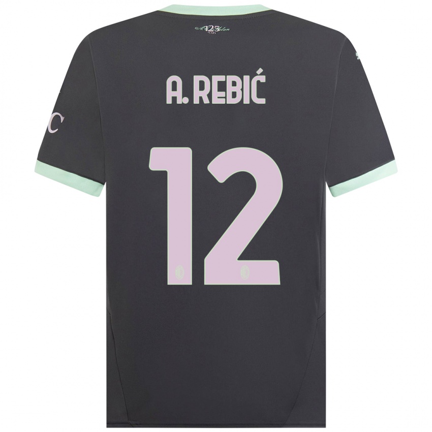 Criança Camisola Ante Rebic #12 Cinzento Terceiro 2024/25 Camisa