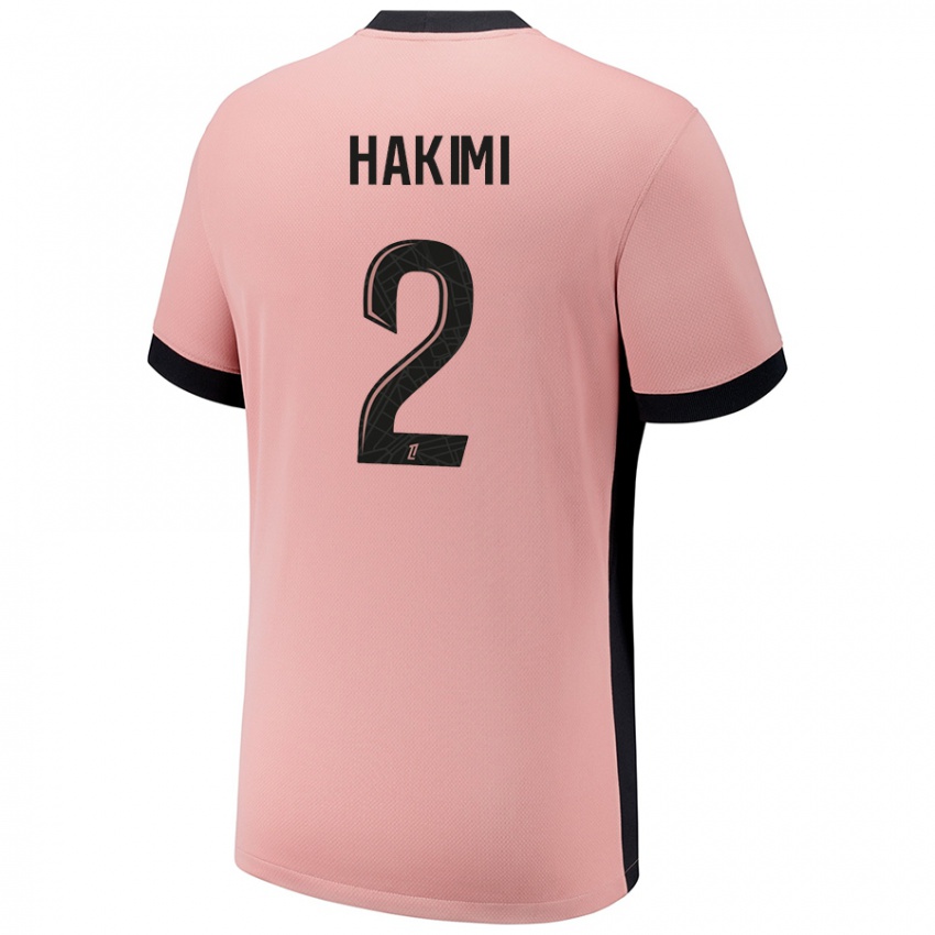 Criança Camisola Achraf Hakimi #2 Rosa Ferrugem Terceiro 2024/25 Camisa