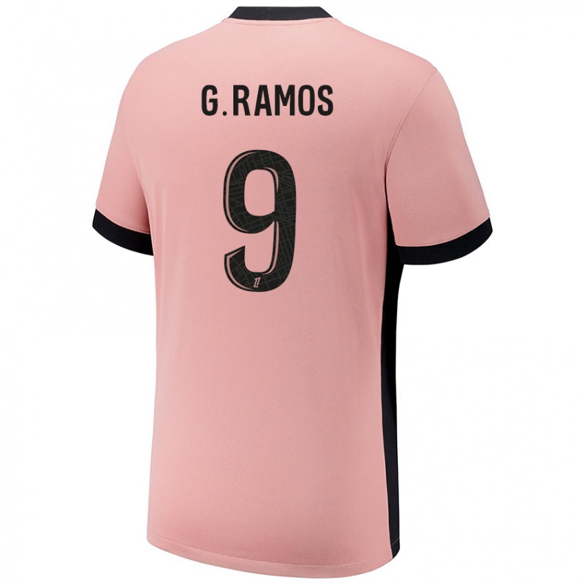 Criança Camisola Gonçalo Ramos #9 Rosa Ferrugem Terceiro 2024/25 Camisa