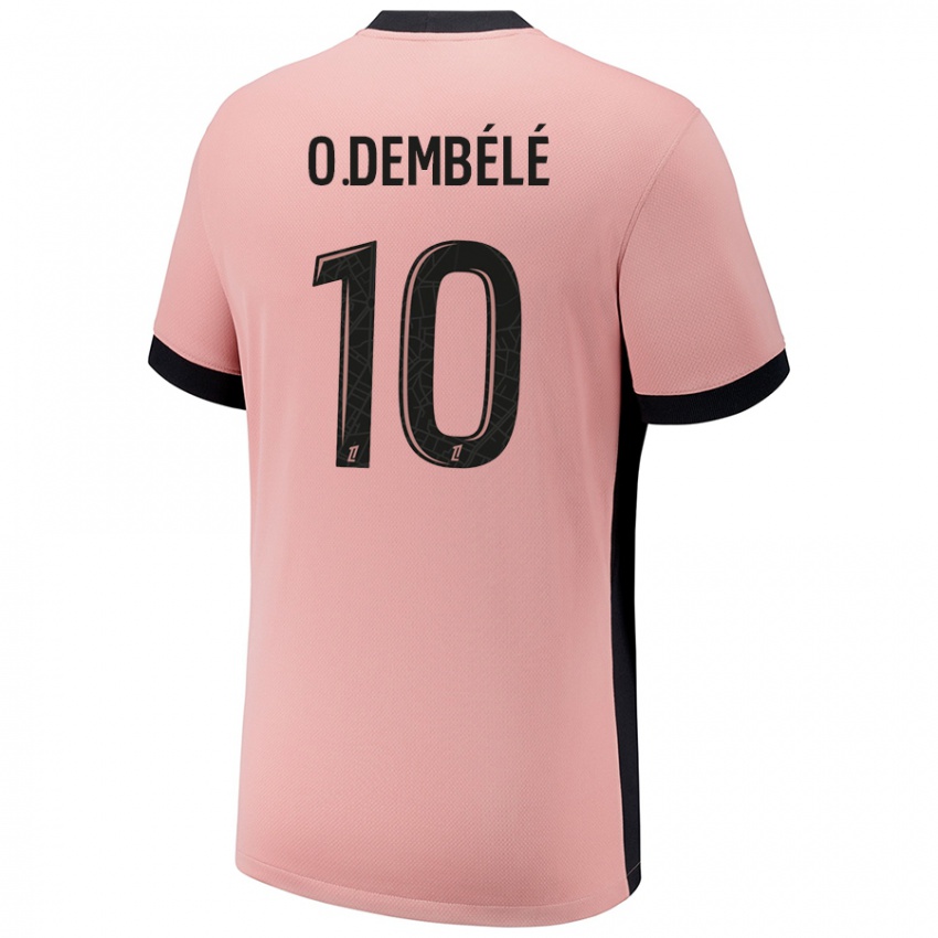 Criança Camisola Ousmane Dembele #10 Rosa Ferrugem Terceiro 2024/25 Camisa