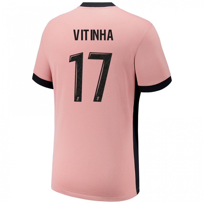 Criança Camisola Vitinha #17 Rosa Ferrugem Terceiro 2024/25 Camisa