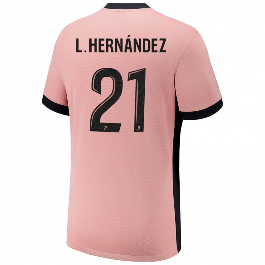 Criança Camisola Lucas Hernandez #21 Rosa Ferrugem Terceiro 2024/25 Camisa