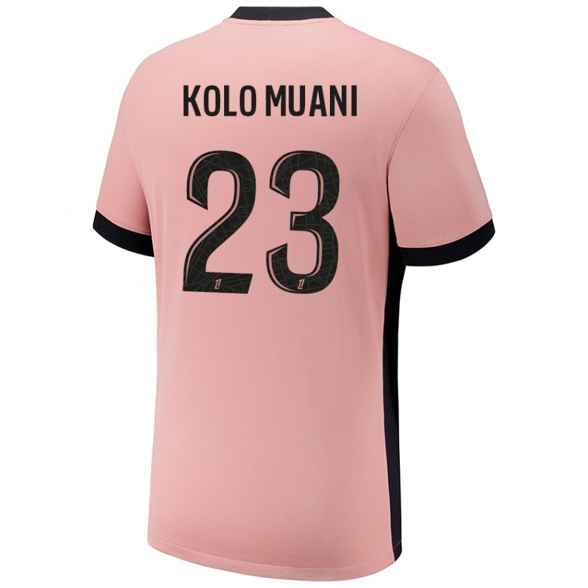 Criança Camisola Randal Kolo Muani #23 Rosa Ferrugem Terceiro 2024/25 Camisa