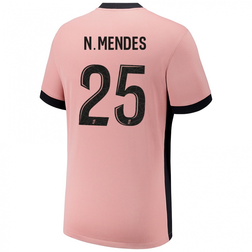 Criança Camisola Nuno Mendes #25 Rosa Ferrugem Terceiro 2024/25 Camisa