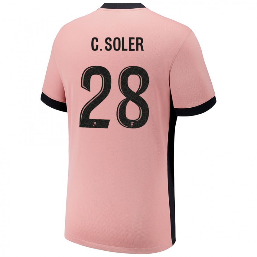 Criança Camisola Carlos Soler #28 Rosa Ferrugem Terceiro 2024/25 Camisa