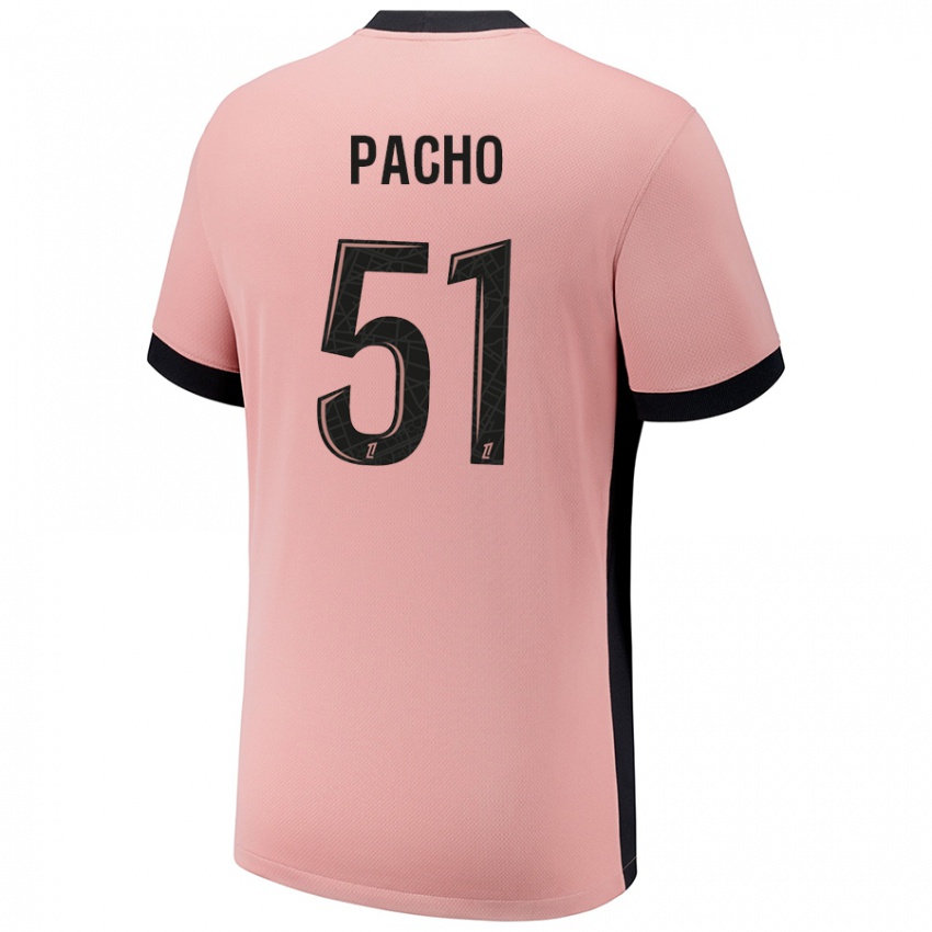 Criança Camisola Willian Pacho #51 Rosa Ferrugem Terceiro 2024/25 Camisa