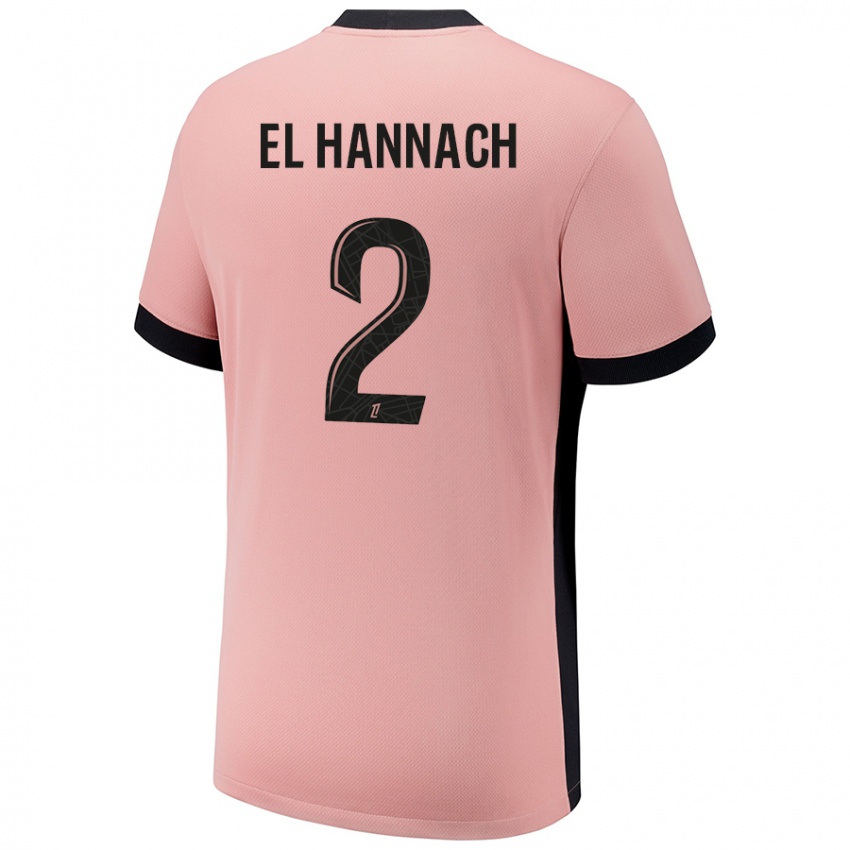 Criança Camisola Naoufel El Hannach #2 Rosa Ferrugem Terceiro 2024/25 Camisa