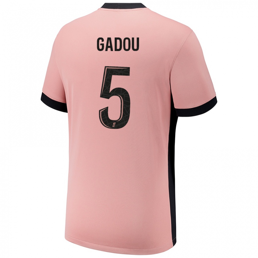 Criança Camisola Joane Gadou #5 Rosa Ferrugem Terceiro 2024/25 Camisa