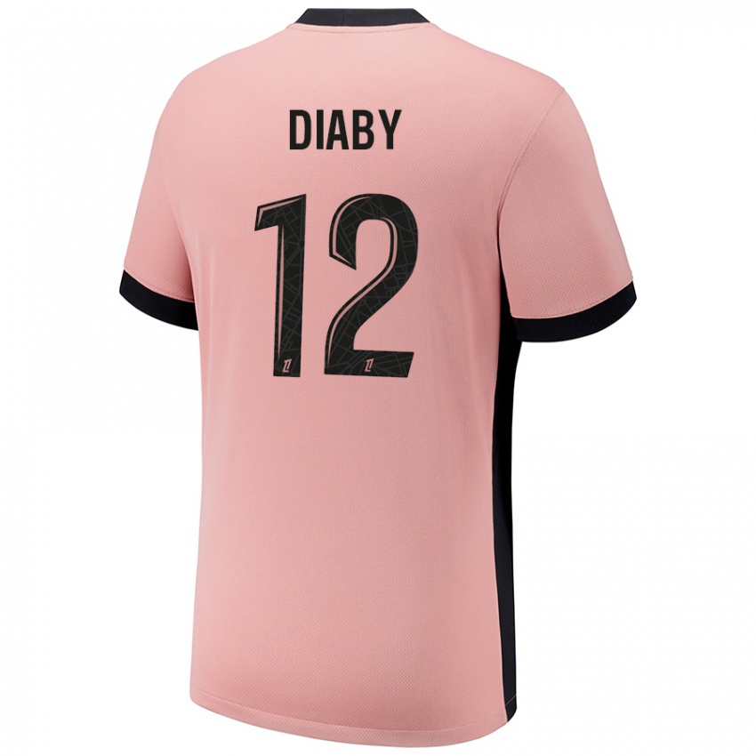 Criança Camisola Ibrahima Diaby #12 Rosa Ferrugem Terceiro 2024/25 Camisa