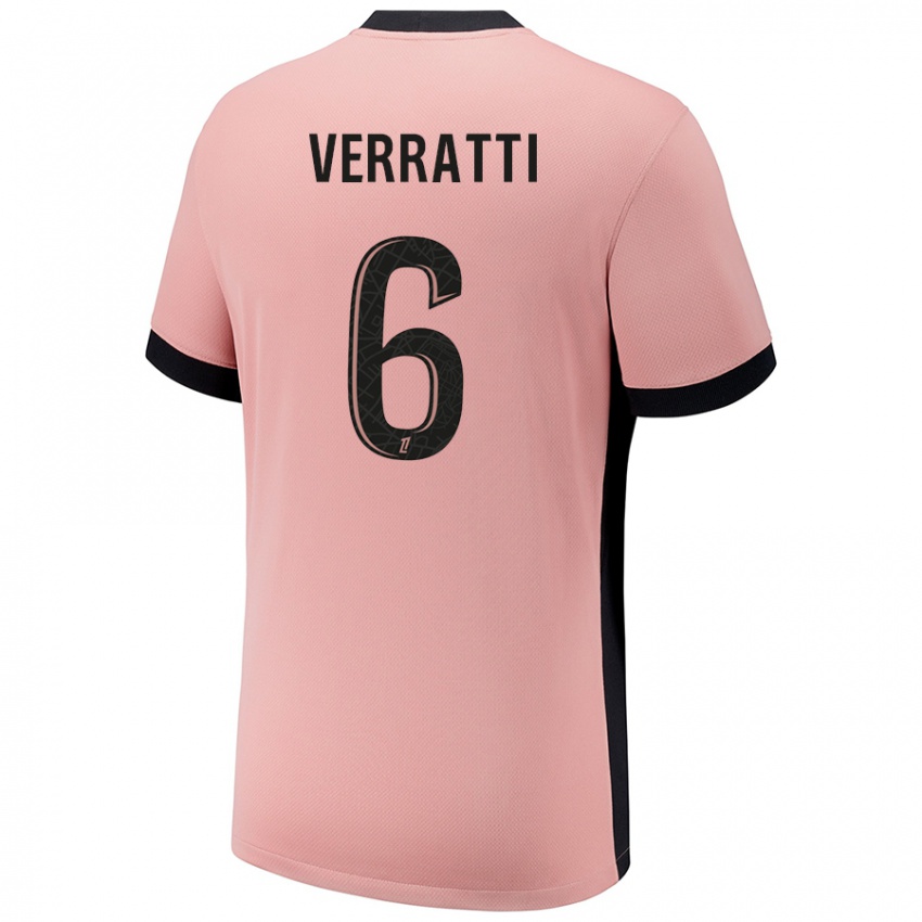 Criança Camisola Marco Verratti #6 Rosa Ferrugem Terceiro 2024/25 Camisa