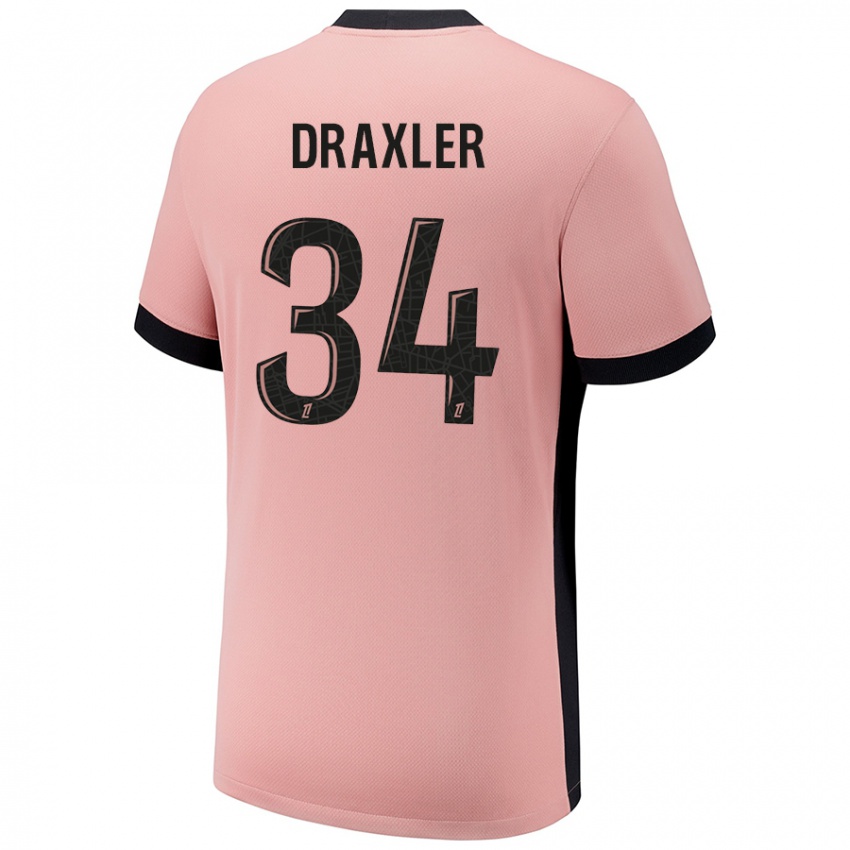 Criança Camisola Julian Draxler #34 Rosa Ferrugem Terceiro 2024/25 Camisa