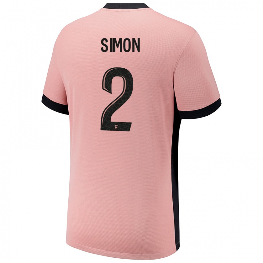 Criança Camisola Benedicte Simon #2 Rosa Ferrugem Terceiro 2024/25 Camisa