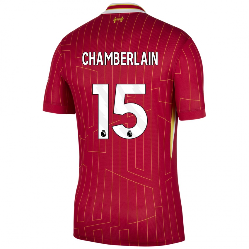 Homem Camisola Alex Oxlade Chamberlain #15 Branco Amarelo Branco Principal 2024/25 Camisa