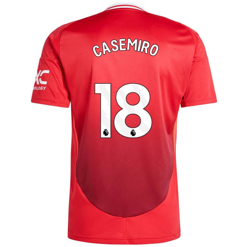 Homem Camisola Casemiro #18 Vermelho Brilhante Principal 2024/25 Camisa