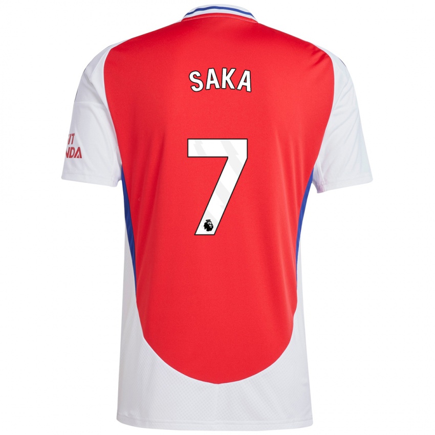 Homem Camisola Bukayo Saka #7 Vermelho Branco Principal 2024/25 Camisa