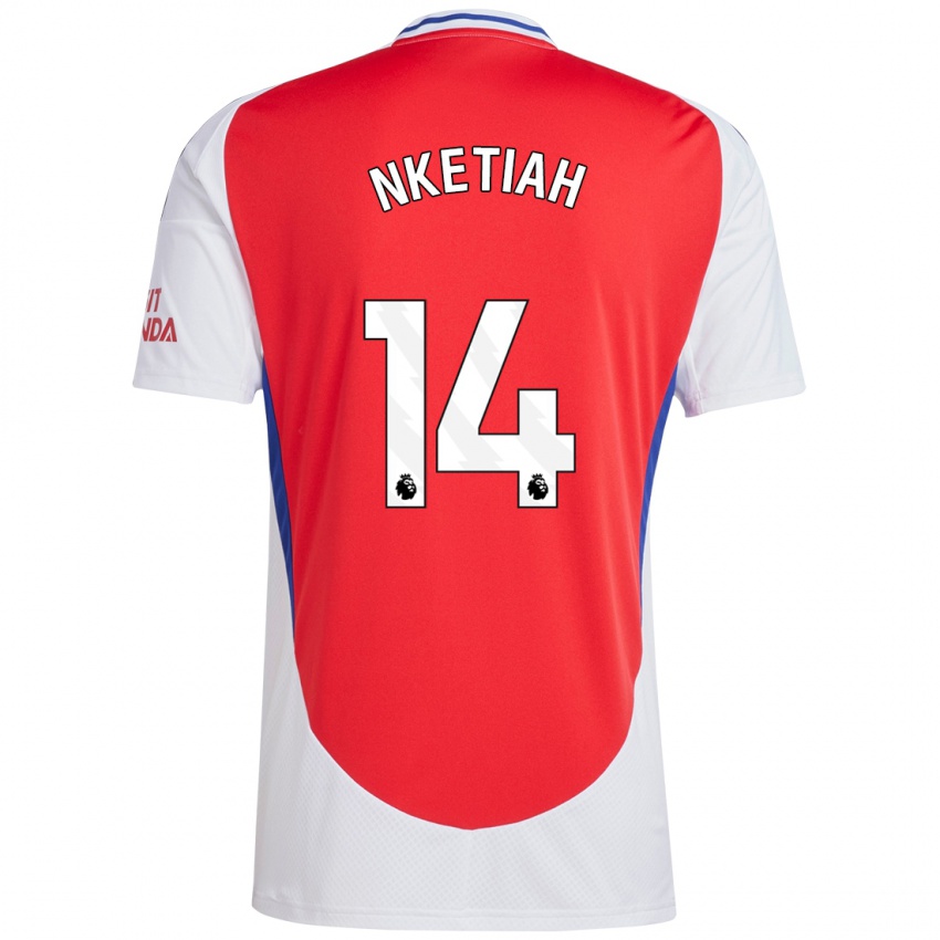 Homem Camisola Eddie Nketiah #14 Vermelho Branco Principal 2024/25 Camisa