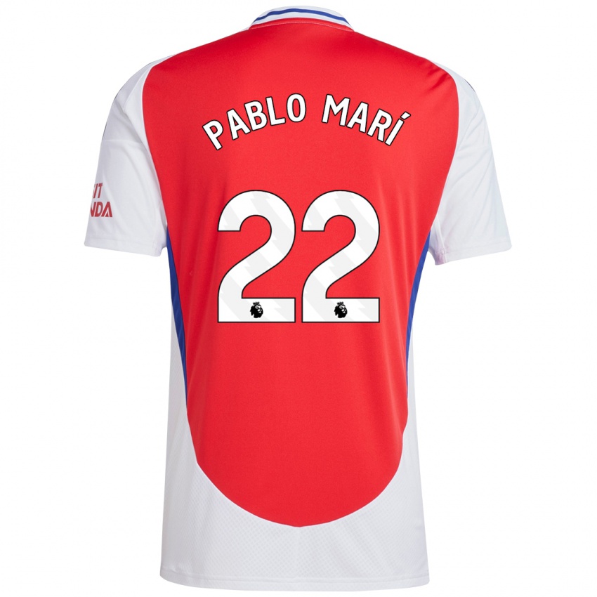 Homem Camisola Pablo Mari #22 Vermelho Branco Principal 2024/25 Camisa