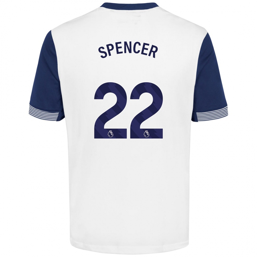 Homem Camisola Rebecca Spencer #22 Azul Branco Principal 2024/25 Camisa