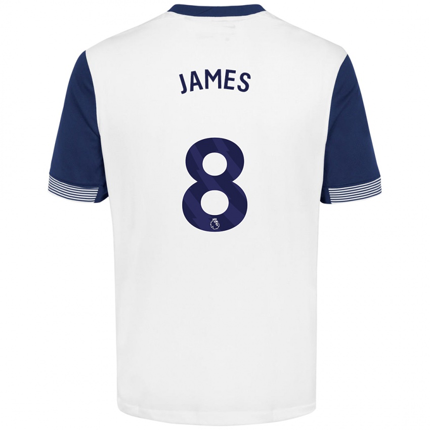 Homem Camisola Angharad James #8 Azul Branco Principal 2024/25 Camisa