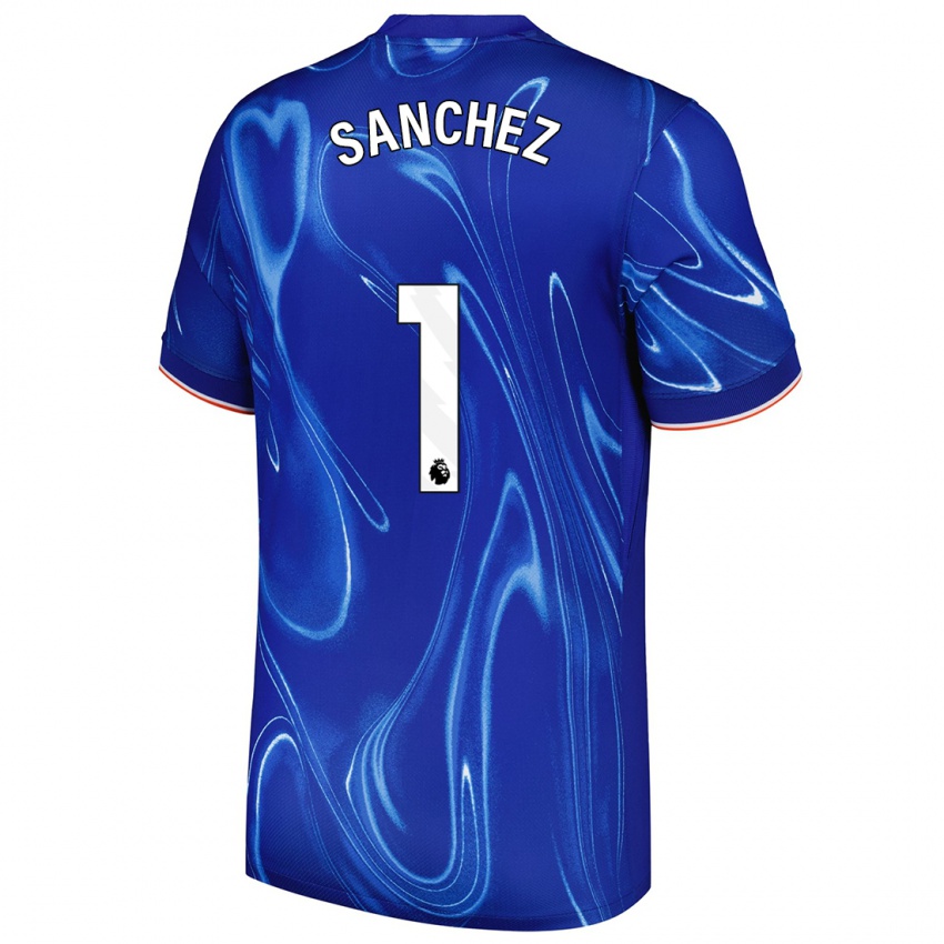 Homem Camisola Robert Sanchez #1 Branco Azul Principal 2024/25 Camisa