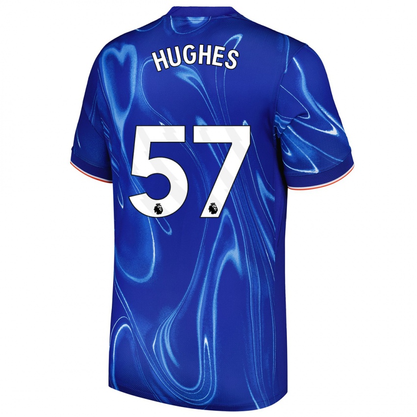 Homem Camisola Brodi Hughes #57 Branco Azul Principal 2024/25 Camisa