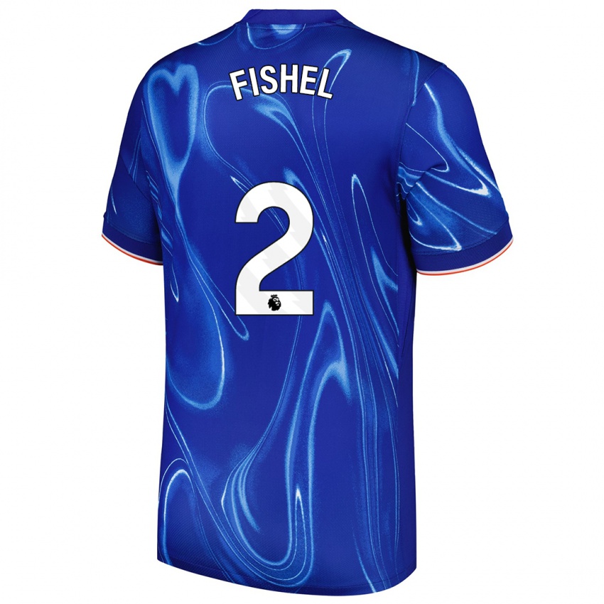 Homem Camisola Mia Fishel #2 Branco Azul Principal 2024/25 Camisa