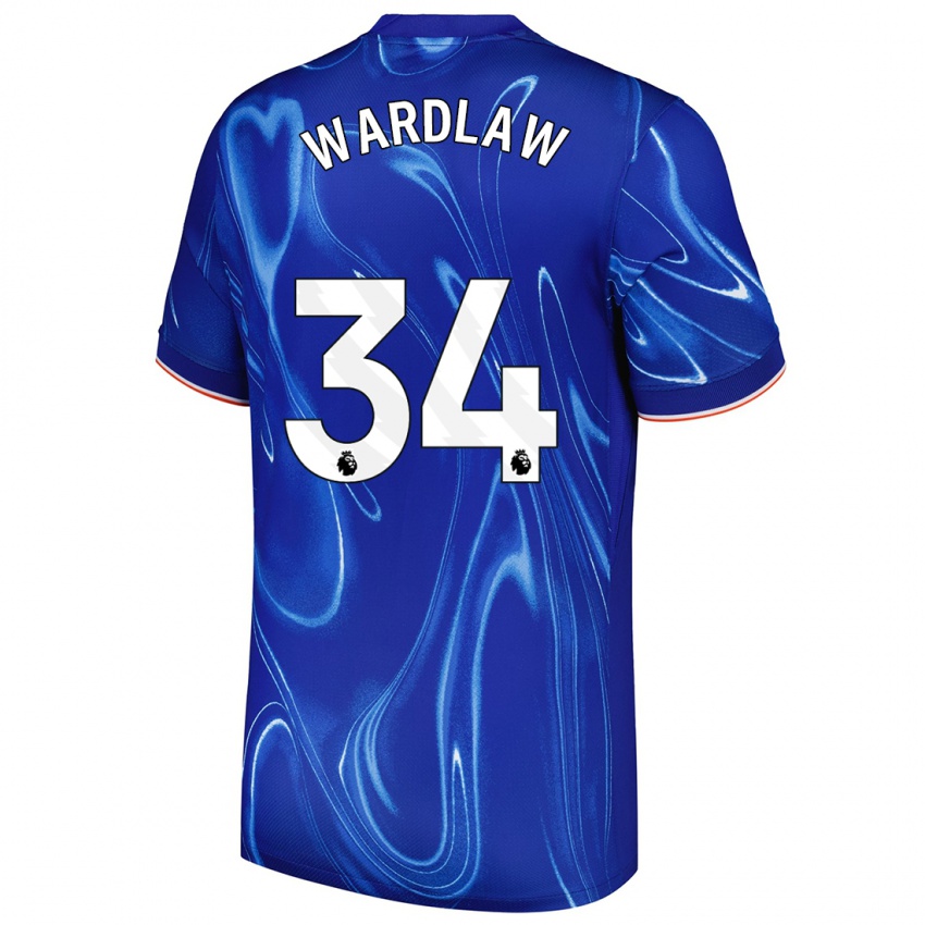 Homem Camisola Charlotte Wardlaw #34 Branco Azul Principal 2024/25 Camisa