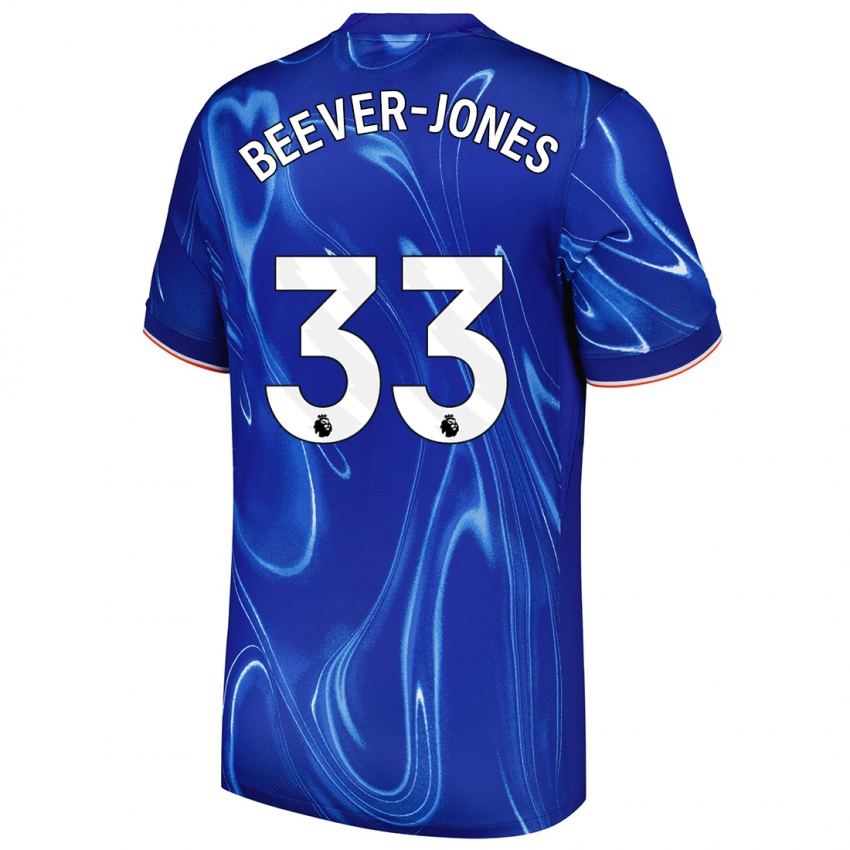 Homem Camisola Aggie Beever-Jones #33 Branco Azul Principal 2024/25 Camisa