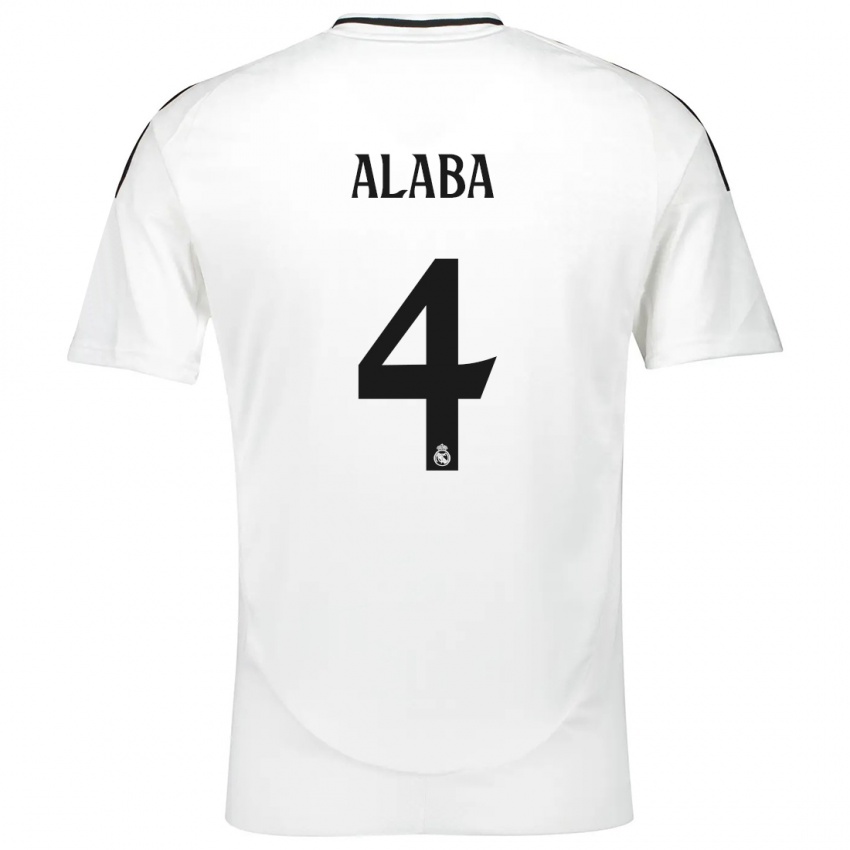 Homem Camisola David Alaba #4 Branco Principal 2024/25 Camisa