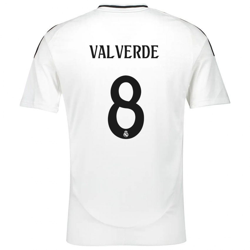 Homem Camisola Federico Valverde #8 Branco Principal 2024/25 Camisa