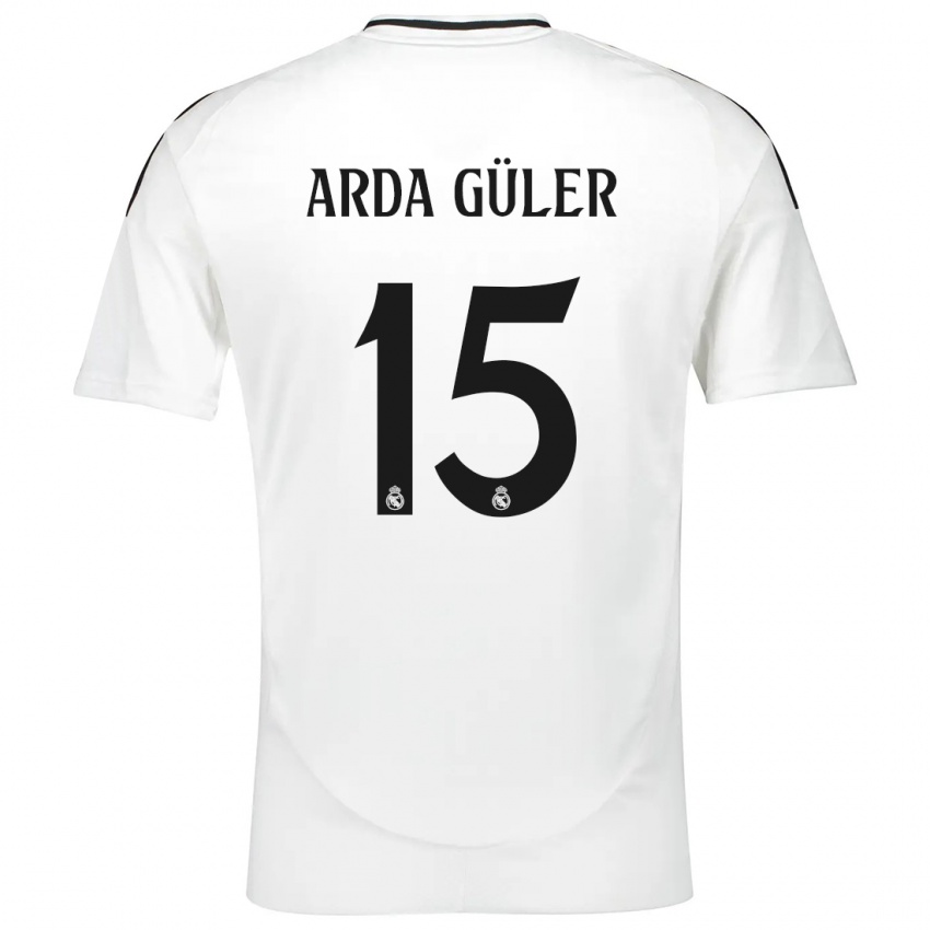 Homem Camisola Arda Güler #15 Branco Principal 2024/25 Camisa