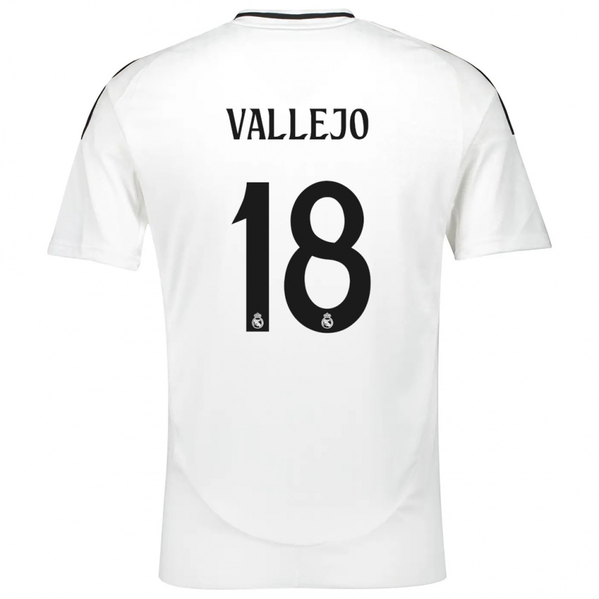 Homem Camisola Jesus Vallejo #18 Branco Principal 2024/25 Camisa