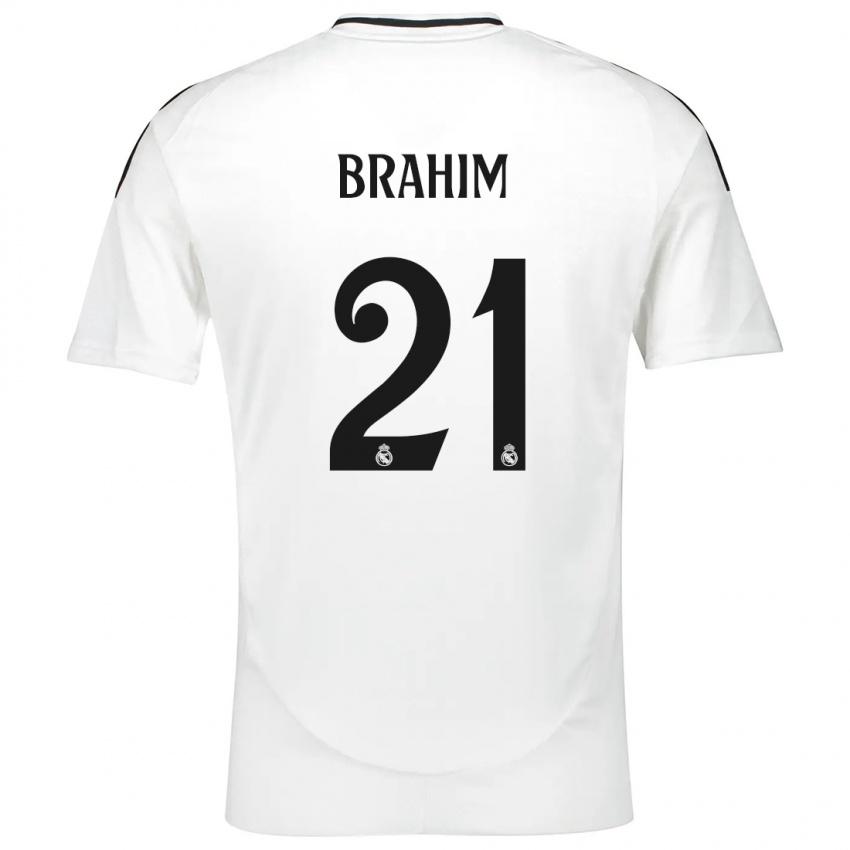 Homem Camisola Brahim Diaz #21 Branco Principal 2024/25 Camisa