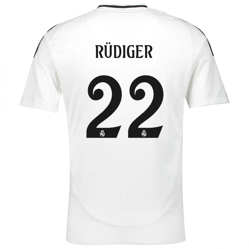 Homem Camisola Antonio Rudiger #22 Branco Principal 2024/25 Camisa