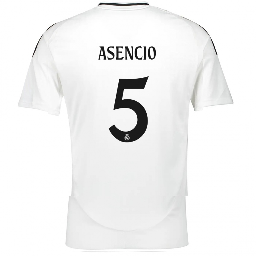 Homem Camisola Raul Asencio #5 Branco Principal 2024/25 Camisa