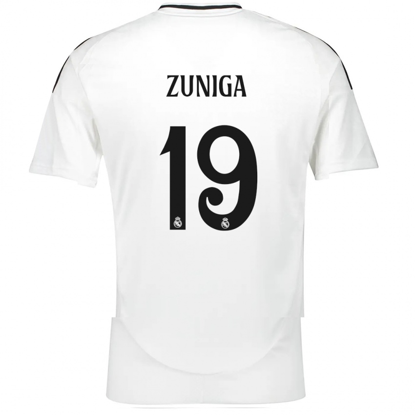 Homem Camisola Loren Zúñiga #19 Branco Principal 2024/25 Camisa